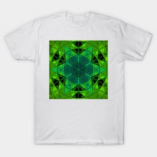 Mosaic Kaleidoscope Flower Green T-Shirt